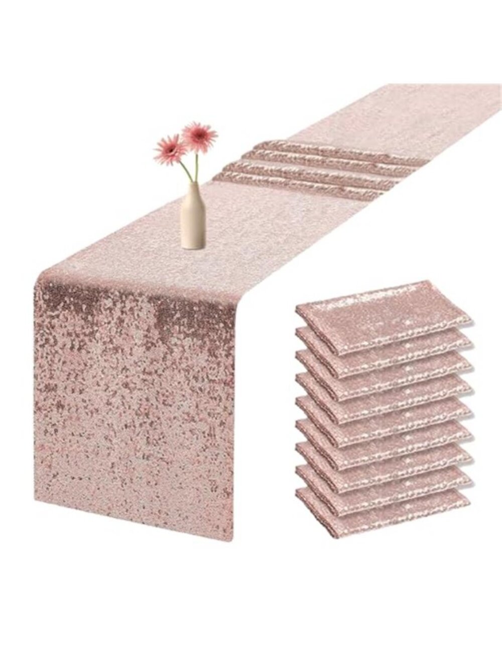 Rose Gold Sequin Table Runner Wedding Party Baby Shower Glitter Table Decor